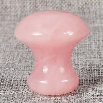 

Dropshipping mushroom natural pink crystal jade massager 100% natural stone anti-wrinkle eye facial massage head shave massager