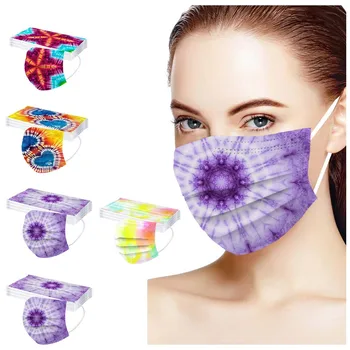 

Adult 50 Pc Tie-dyed Mask Disposable Three Layer Mouth Masks Gradient Faceshield Protective Breathable Facemask Mascarilla