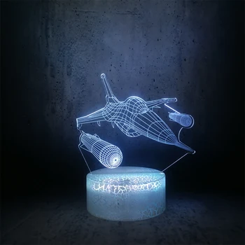 

3D LED night light Fighter is firing missiles shap illusion lamp Gifts for military fans
