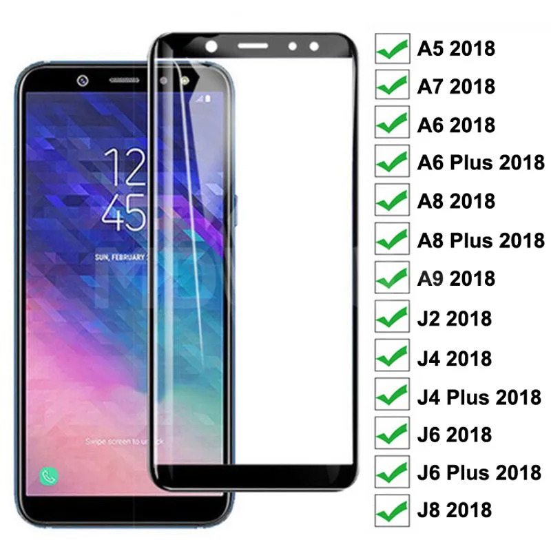 Защитное стекло 9D для Samsung Galaxy A6 A8 J4 J6 Plus 2018, защита для экрана, закаленное стекло для Samsung A5 A7 A9 J2 J8 2018|Защитные стёкла и плёнки|   | АлиЭкспресс - 