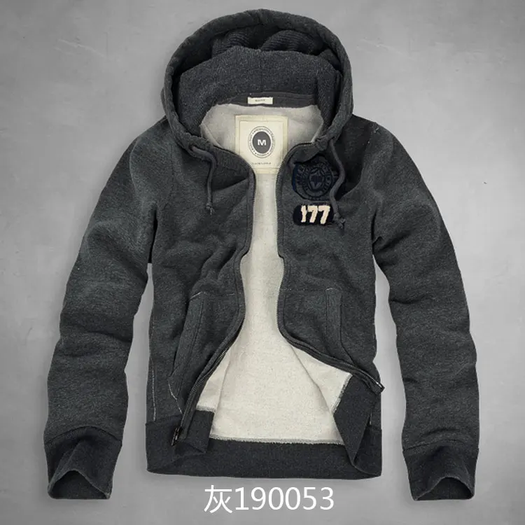 Dark gray 190 053 Мужская толстовка с капюшоном плюс бархат толстый флис большой zize af hollistic мужская Толстовка Куртка - Цвет: Dark gray 190 053