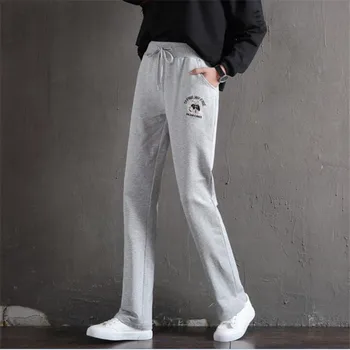 

Pure cotton bear straight tube sports pants elastic mid waist women's health pants student casual pants large Korean version