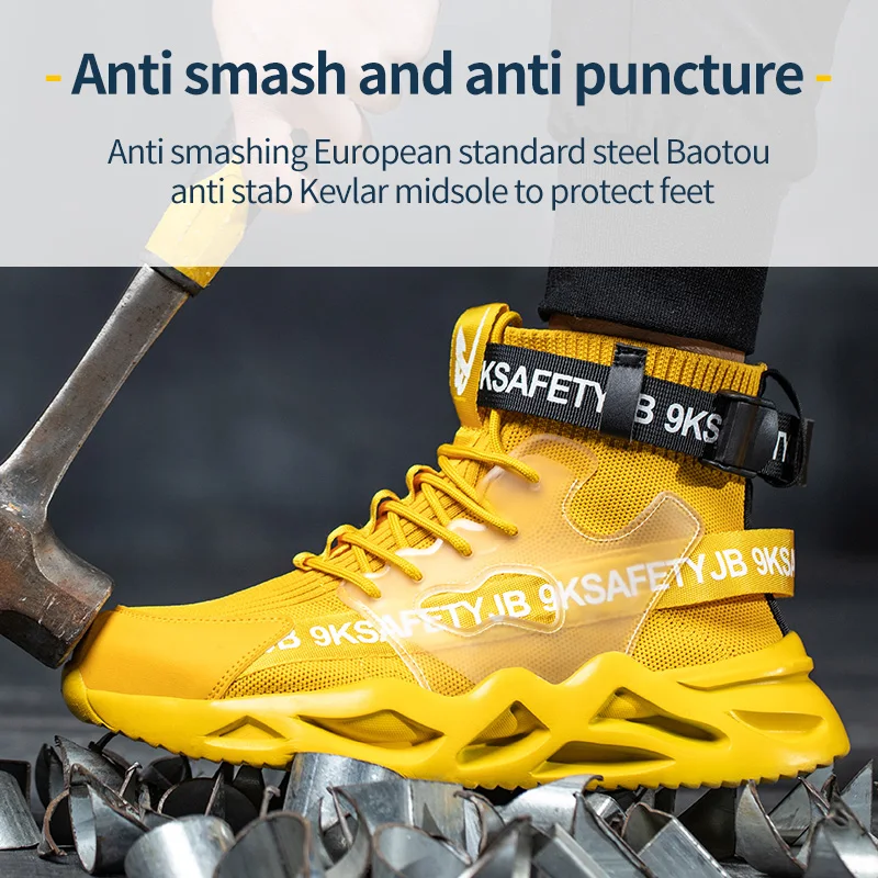 Safety Shoes Men Metal Toe Indestructible Ryder Shoe Work Boots Steel Toe Waterproof Breathable Sneakers
