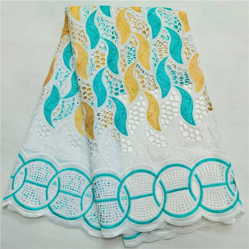 

5 yard Swiss lace fabric 2020 latest Dry lace embroidery African 100% cotton fabrics Swiss voile lace popular Dubai style HL0226