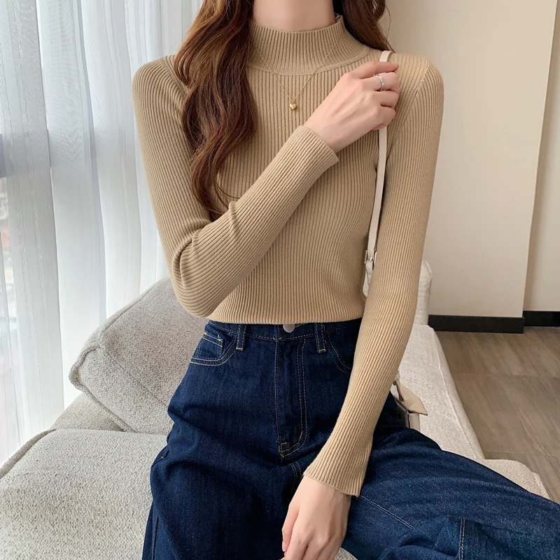 Woman Sweater Streetwear Long Sleeve 13 Color Korean Stretchable Pullover Female Knitted Top Women's Autumn Winter Clothing 2021 | Женская