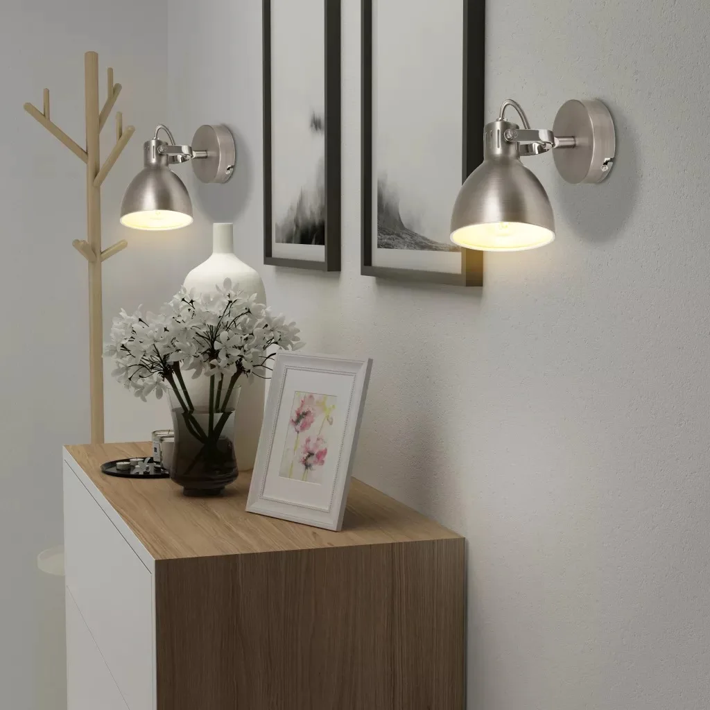 

VidaXL Wall Lamps 2 Pcs For 2 Bulbs E14 Grey 244398 High-Quality Metal Bases A Pleasant Light Great Addition To Home Decor