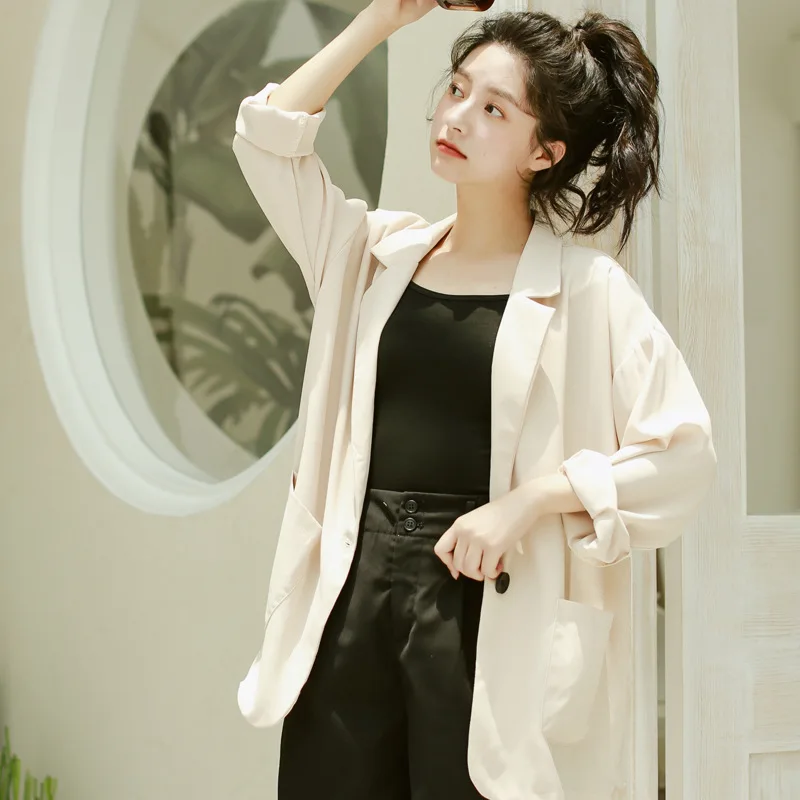 

2019 Autumn New Style Korean-style Simple INS Hong Kong Style Sense of Design Small Numerous Net Red Casual Suit Coat Women's Fa