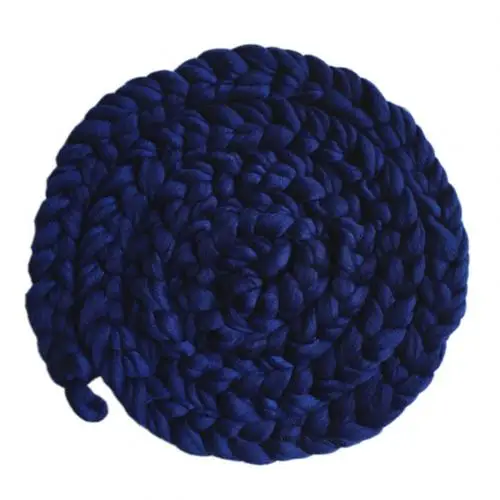 Dark Blue Одеяло для новорожденных; однотонное одеяло ручной работы в виде скрученной косы; одеяло; реквизит для фотосессии; Длина 340 см - Цвет: Dark Blue