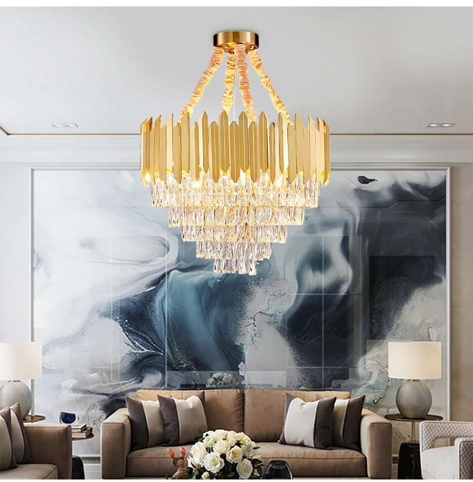 Современный круглый хрустальный люстра светильник ing Lustre Cristal для гостиной светодиодный светильник для кухни