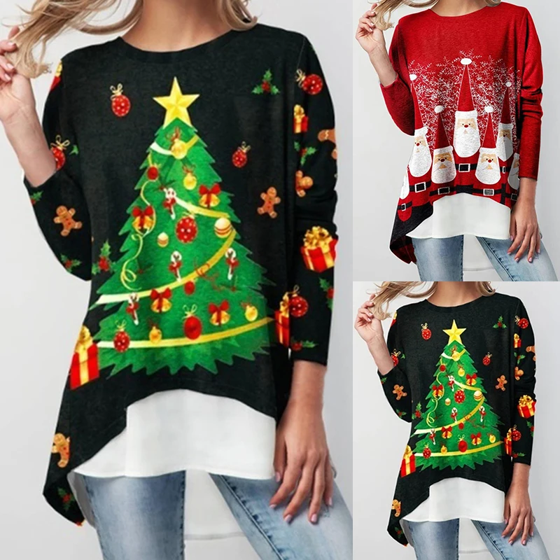 MoneRffi, Рождественская футболка, женская футболка с принтом рождественской елки, женская футболка, повседневные футболки с длинным рукавом, женская футболка, Camiseta Mujer