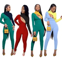 2020 Spring Sexy Knit Ribbed Jumpsuit Color Patchwork Turtleneck Long Sleeve Slinky Bodycon Playsuit Rompers Womens Jumpsuit 2020 Spring Sexy Knit Ribbed Jumpsuit Color Patchwork Turtleneck Long Sleeve Slinky Bodycon Playsuit Rompers Womens Jumpsuit