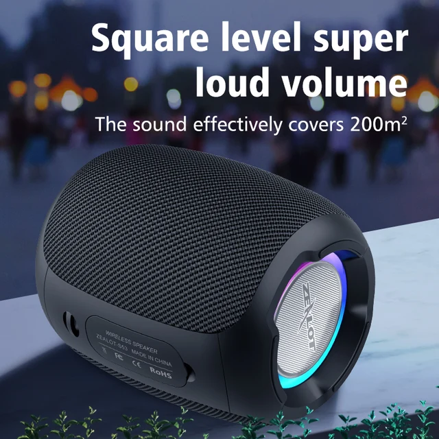 ZEALOT S53 20W Portable Bluetooth Speaker FM Outdoor TWS Connection High Quality Sound IPX6 Waterproof 24 hours use time Speaker 2