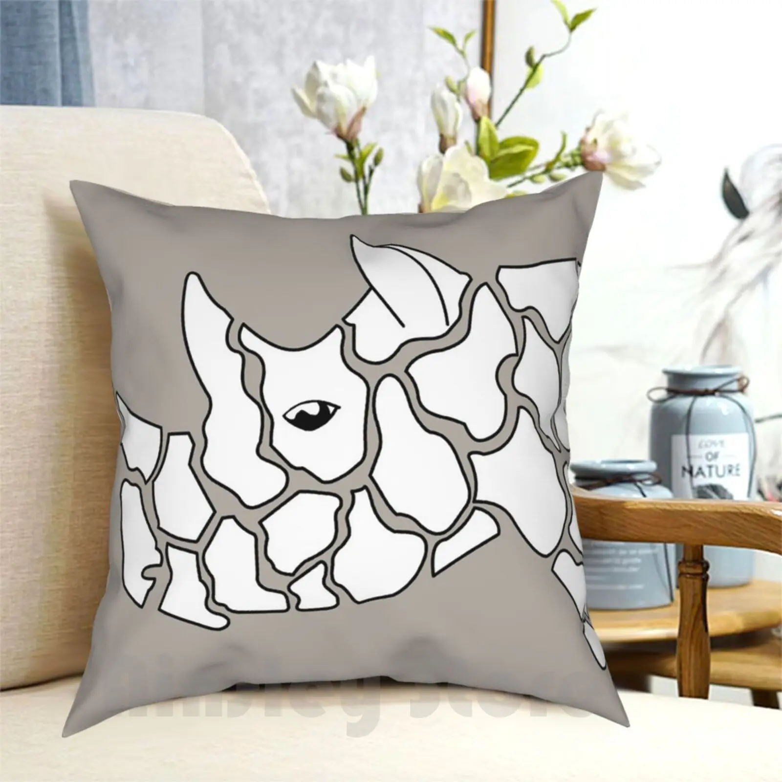 

Segmented Rhino Pillow Case Printed Home Soft DIY Pillow cover Animals Wwf Minimalistic