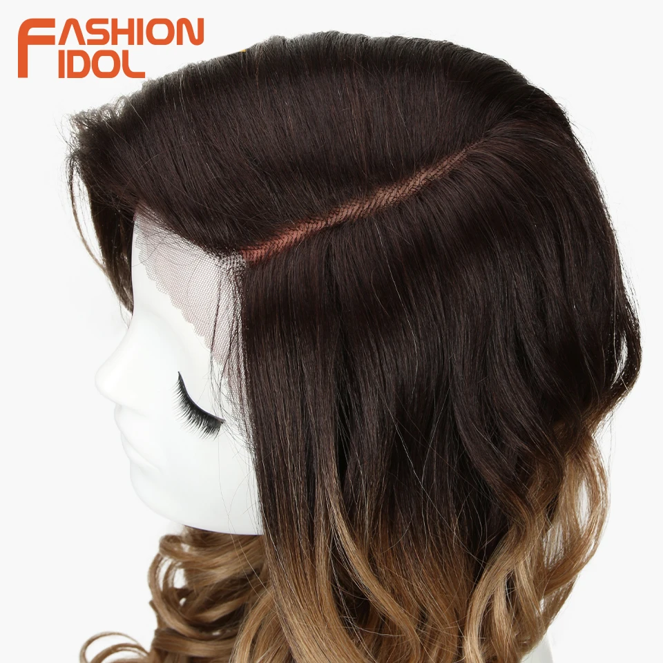 Модные IDOL волосы синтетический парик длинные волнистые Омбре коричневый глубокая волна парик косплей 22 дюймов парики для черных женщин синтетический парик на кружеве