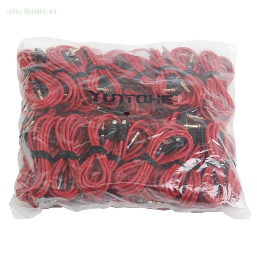 50pcs lot Red 4 to 4 3 to 3 Elbow Audio Cable 3 5mm Male to Male Detox Pro Headphone Replacement Audio Extension Cable cheap