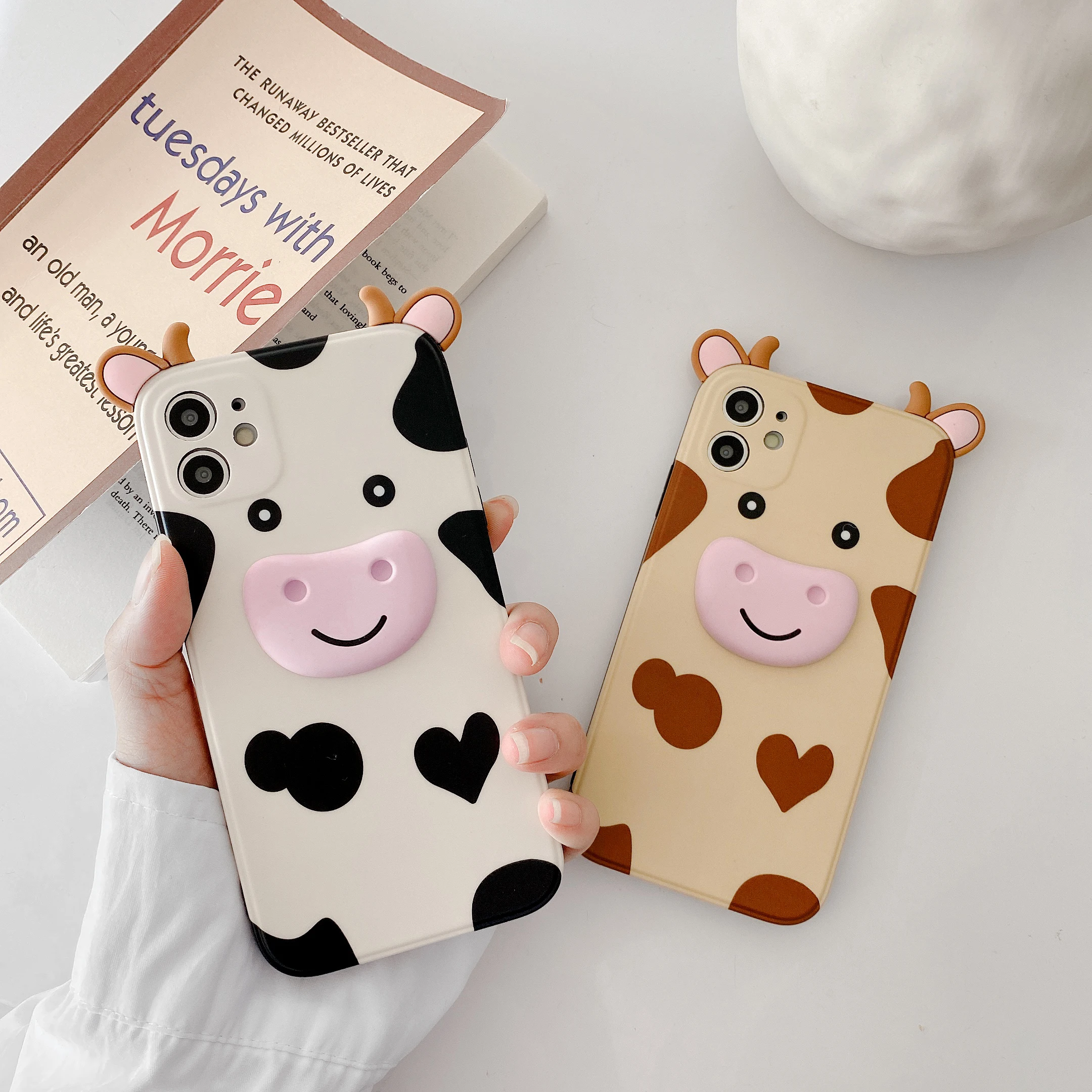 Мягкий 3D-чехол для iphone 11 12 MINI pro MAX XS XR 7 8 plus X с милыми забавными коровами поросенком