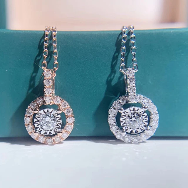 AEAW 18K White Gold Engagement Pendant diamond Necklace 0.06Ct Diamond Pendants Accessories Women Romantic Gift 2