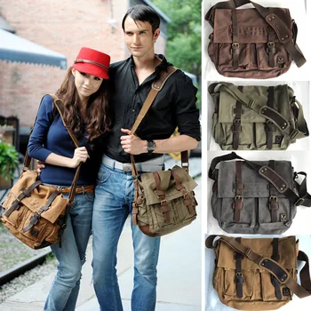 

Unisex Canvas Messenger Bag Casual Crossbody Bag High Quality Men's Travel Bags Laptop Briefcase Shoulder Bag For Men Women