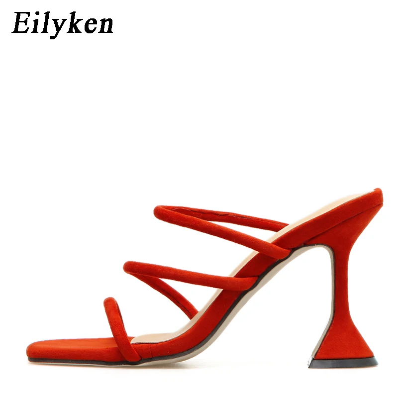 EilyKen/Новинка года; модные летние женские шлепанцы высокого качества; цвет черный, красный; пикантные шлепанцы на тонком каблуке с открытым носком; Размеры 35-41