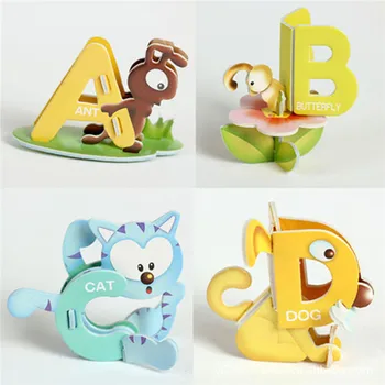 

26Pcs 3D DIY Cute Alphabets Letters Paper Puzzle Numbers Early Learning Baby Toys Cute Assorted Children Educational Aids Toys