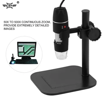 

ACEHE Digital USB Microscope 50X~500X Electronic Microscope 5MP USB 8 LED Digital Camera Microscope Endoscope Magnifier