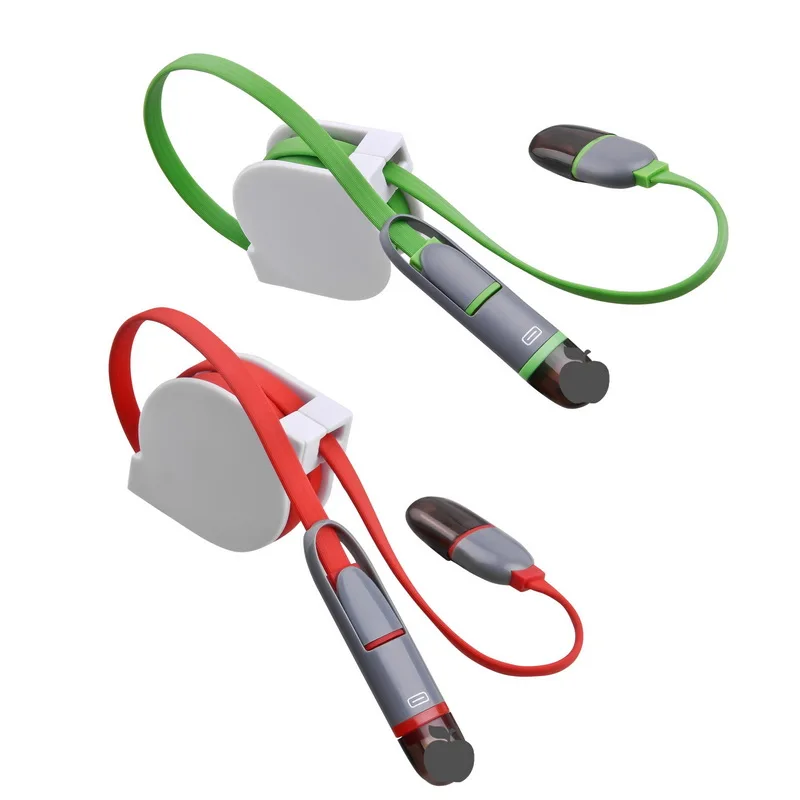 Red 2 в 1 USB кабель для iPhone XS Max XR X 8 7 6 6S Micro USB кабель Android для samsung Xiaomi huawei Выдвижной зарядное устройство USB порт - Цвет: Red