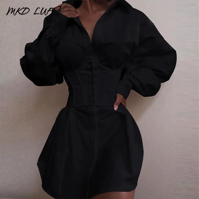Women Floral Shirt Dress Ladies Work 