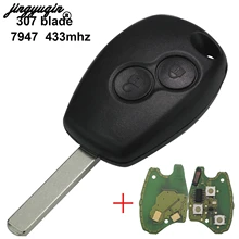 Jingyuqin 2/3 botões 433mhz pcf7947 chip remoto escudo da chave do carro para renault/kangoo ii/clio iii duster modus twingo dacia logan