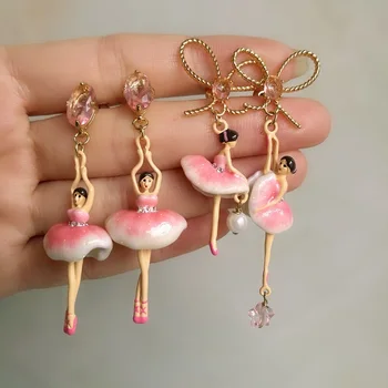 

2020 New Sale Earing Pendientes Peach Blossom Waist Auger Ballerina Girl Earrings Ear Clip Show Thin Eardrop Web Celebrity