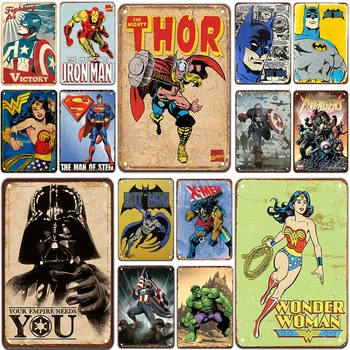 

SuperHero Plaque Metal Vintage Tin Sign Pin Up Shabby Chic Decor Metal Signs Vintage Bar Decoration Metal Poster Pub Metal Plate