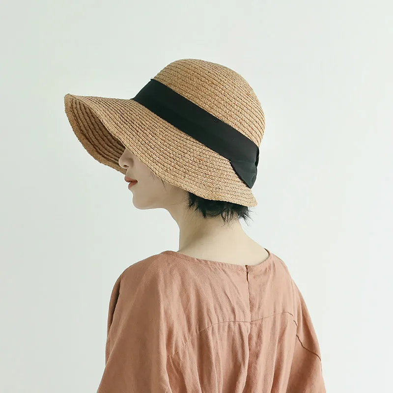 Женский сплошной цвет Raffia женский головной Убор От Солнца летнее пляжный отдых морское солнце шляпы женские солнцезащитные козырек шапки
