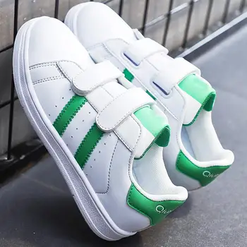 

Unisex Kids Athletic Skateboarding Shoes Touch Fastening Leather Snekaers with Anti Slip Sole for Boys Girls Four Seasons Shoes