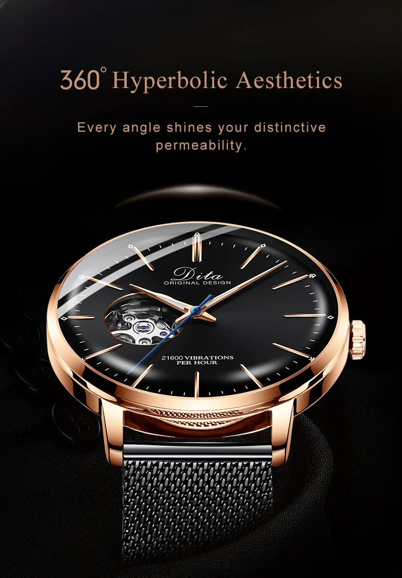 Мужские часы Skeleton Tourbillon, автоматические механические часы, мужские часы из нержавеющей стали, мужские наручные часы, новинка, DITA