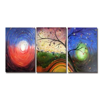 

Handmade 3 Panels Abstract Tree Oil Paintings on Canvas Large Modern 100% Hand Painted Wall Art for Living Room Bedroom