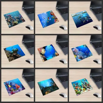 

XGZ Landscape Square Mousepad Underwater World Real Scene PC Table Mat Sea Fish 3D Renderings Non-slip Printing Rubber Universal