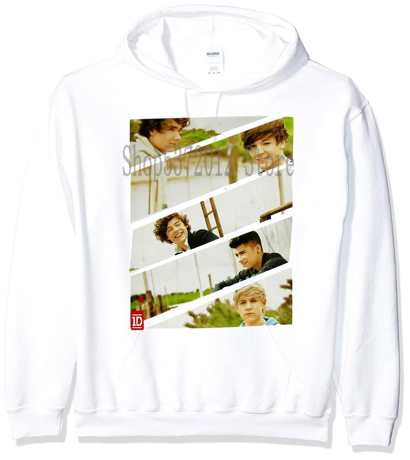 One Direction Ladder Band Pics/белые новые официальные забавные худи с круглым вырезом для
