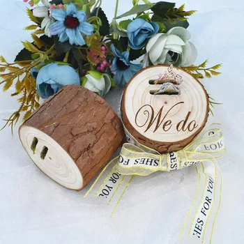

Rustic Wooden Ring Box Custom Wedding Ring Bearer Box Engraved Persoalized Keepsake Wedding Ring Holder Jewerly Box With ribbon