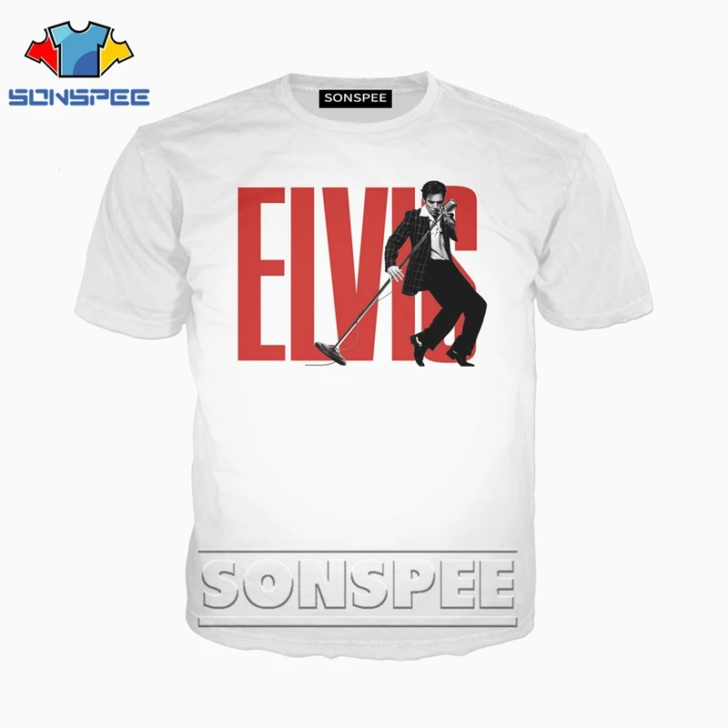 Мужская и женская забавная футболка ELVIS Presley модная в стиле Харадзюку с 3D принтом