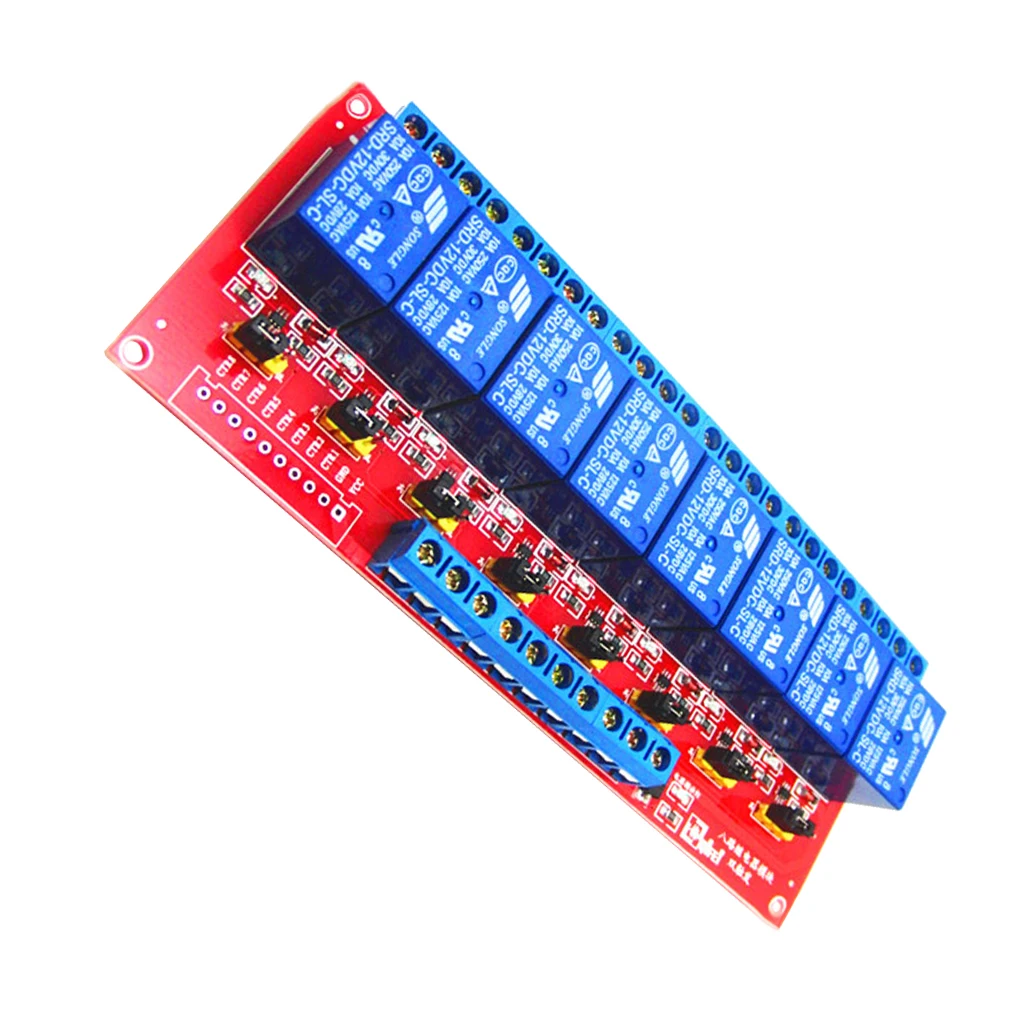 24V 8 Channel Relay Module Board AC 250V 10A DC30V 10A for    Red