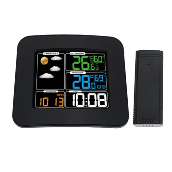 

LCD Display Indoor Outdoor Battery Operated Wireless Sensor Practical Weather Clock ABS Digital Thermometer With Bracket Desktop