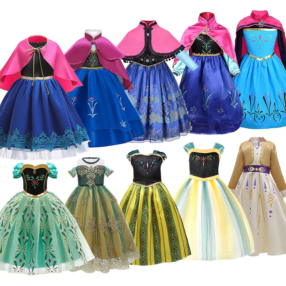 3-10 Years Girls Coronation Dress Snow Queen Anna Halloween Princess Costume Children Kids Carnival Birthday Party Gown Clothes | Детская