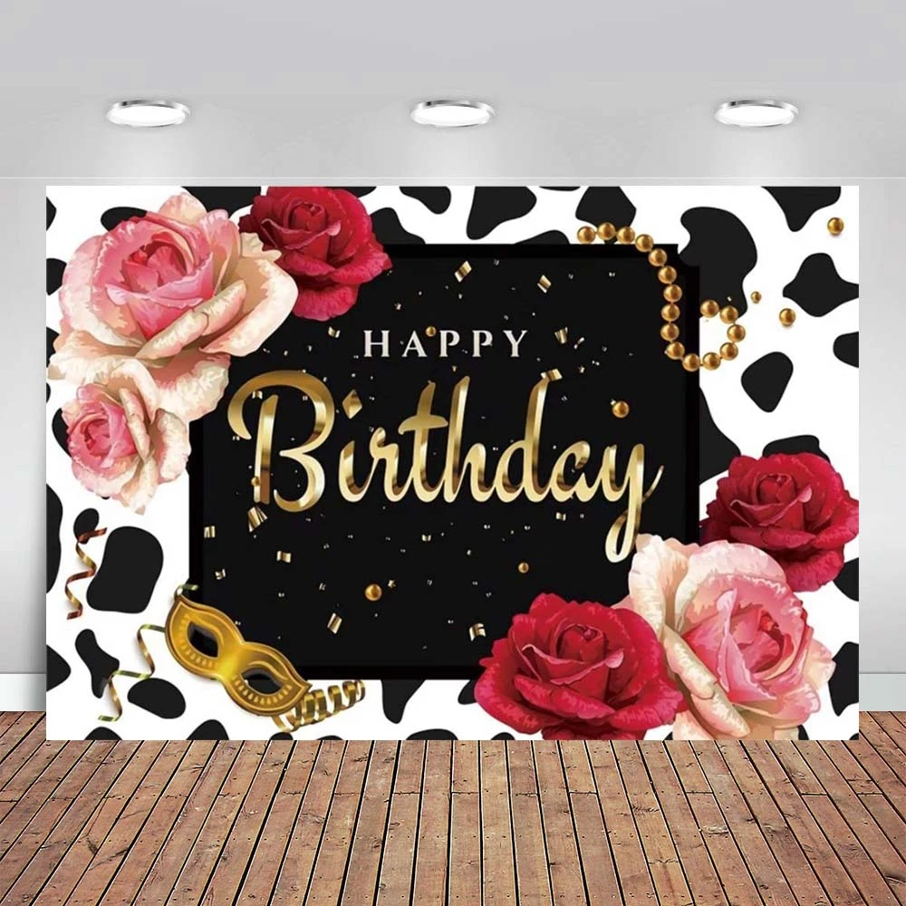 Birthday Background Happy Birthday Card Rose Flowers Photography Backdrop  Banner Women Girls Adults Portrait Party Events Decor - Backgrounds -  AliExpress
