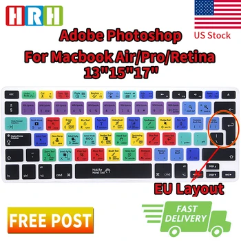 

HRH Photoshop PS Function Shortcuts Hotkeys EU Silicone Keyboard Cover Skin Protector for Mac Air Pro Retina 13"15"17"