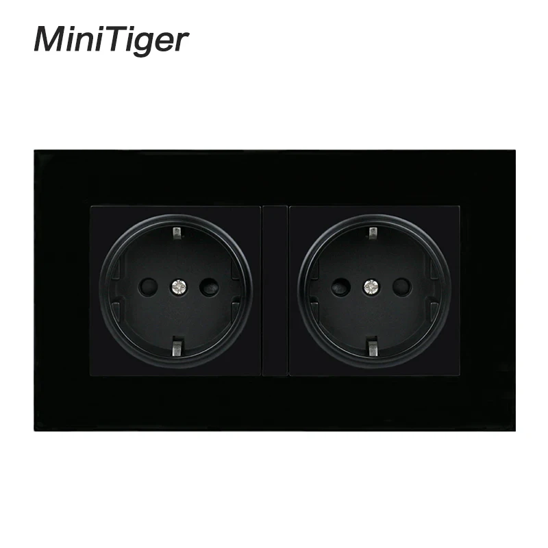 Minitiger Высокое качество золото пластик настенная мощность двойная розетка заземленная, 16А стандарт ЕС Электрический двойной выход 146 мм* 86 мм