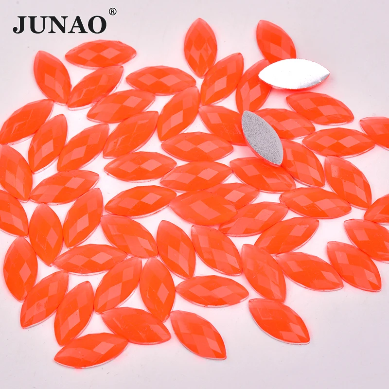 JUNAO 7*15 мм неоновый оранжевый цвет с плоской задней стороной стразы аппликация