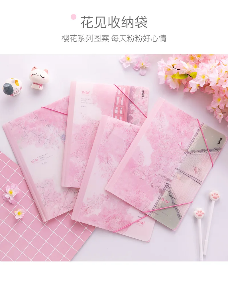 LEnWA Cherry Blossom простой держатель для файлов с пряжкой A4 для студентов пластиковый прозрачный тестовый бумажный файл для экзамена сумка для хранения