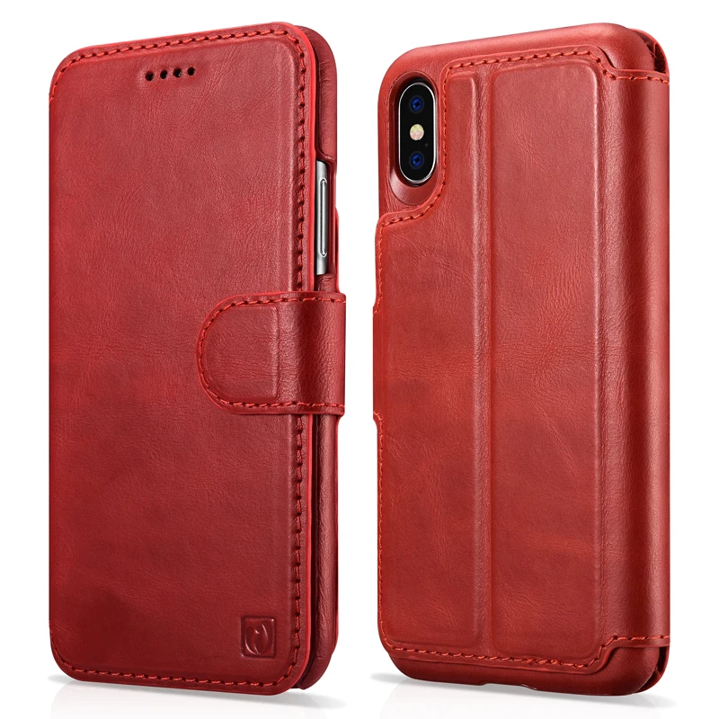 Красный Для iPhone X XR Сплит флип чехол iPhone 7 8 Многофункциональный 2 в 1 Бумажник кожаный чехол бизнес Стенд смарт-чехол для Apple XS Max - Цвет: Красный