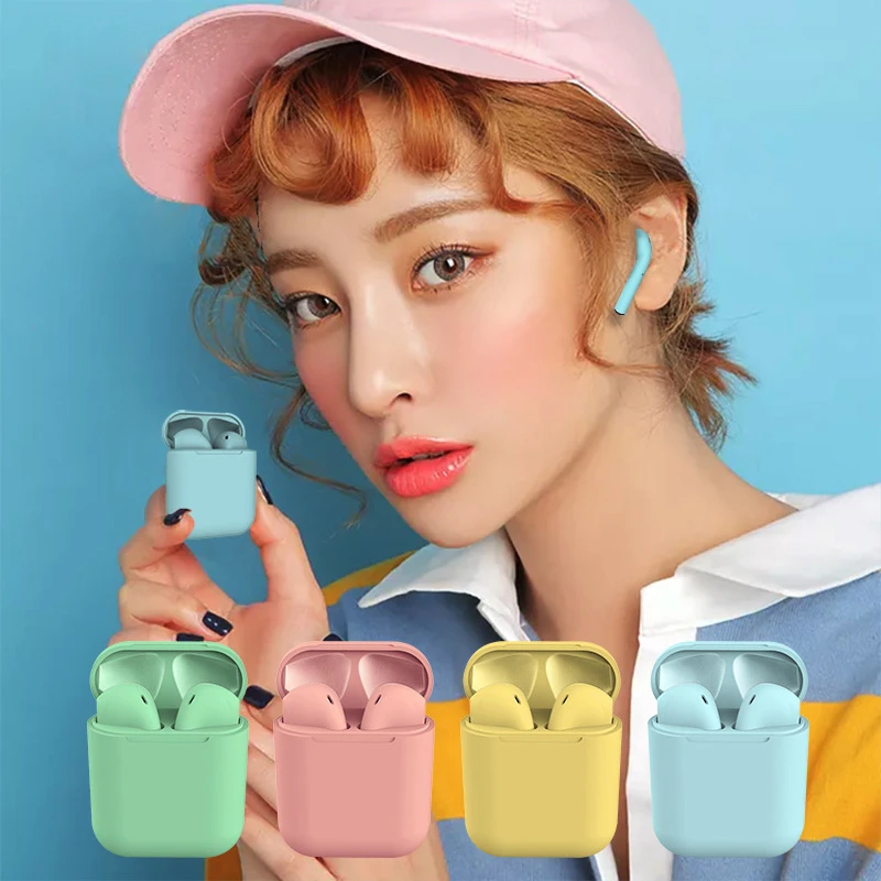 Macaron TWS, Bluetooth 5,0, беспроводные стерео наушники с басами, спортивные наушники для близнецов, яркие цвета, InPods12 для IPhone