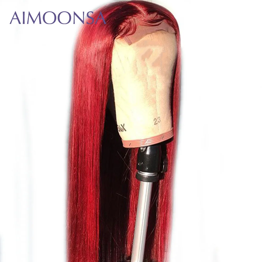 

Red Lace Front Human Hair Wigs Pre Plucked 13X6 Deep Part Brazilian Remy Hair Burgundy Glueless Wig For Black Women 150% Density
