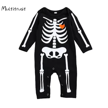 

Halloween Children Romper Clothes Newborn Baby Boy Girl Halloween Rompers Cotton Skeleton Costume Clothes Outfit